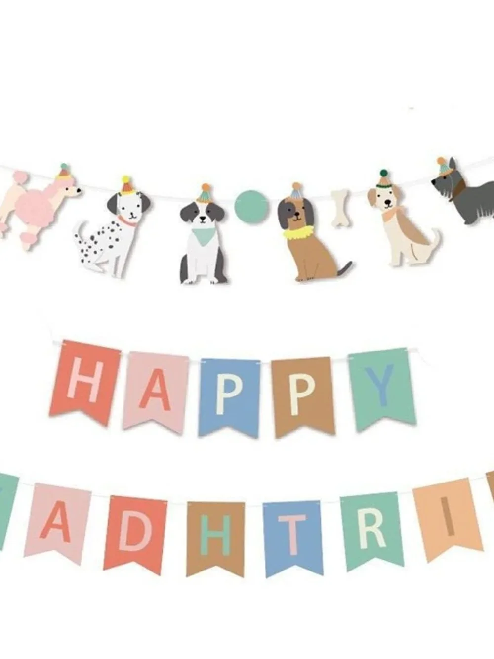 Dog Themed Birthday Party Decorations Set – Banner, Garland, Toppers